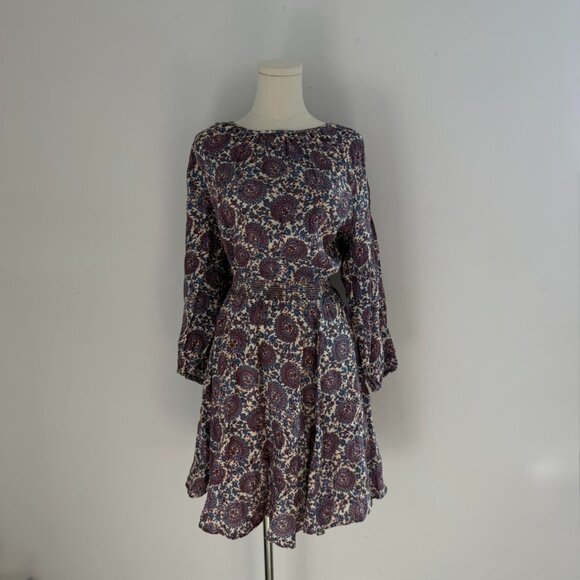 Crew Smocked Waist Boho Dress | Paisley Floral Print | Womens Size XL - Picture 1 of 6
